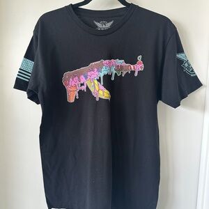 Black Graphic Tee with Colorful Design